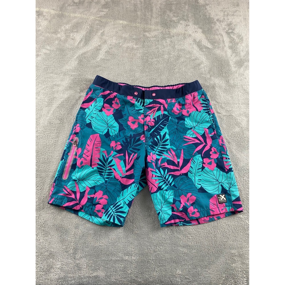 ZeroXposur Womens Board Shorts Pink Island Tropical Leaf Print Size Medium